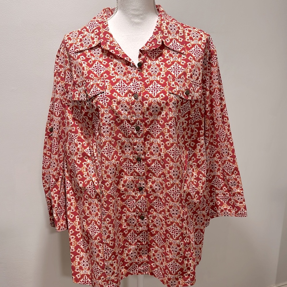 Charter Club Women’s 3/4 Sleeve Button Up BOHO Casual Size 20W AMAZING CONDITION